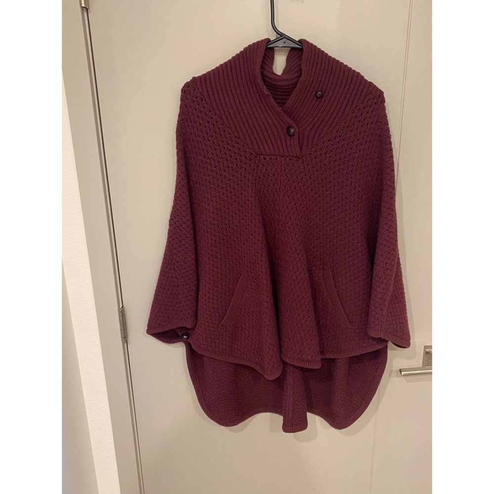 Maroon Knit Poncho